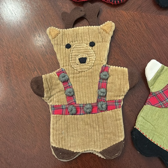 Pottery barn Kids holiday Christmas Puppet set 4 Santa, Mrs Claus,Reindeer & Elf - Picture 4 of 6